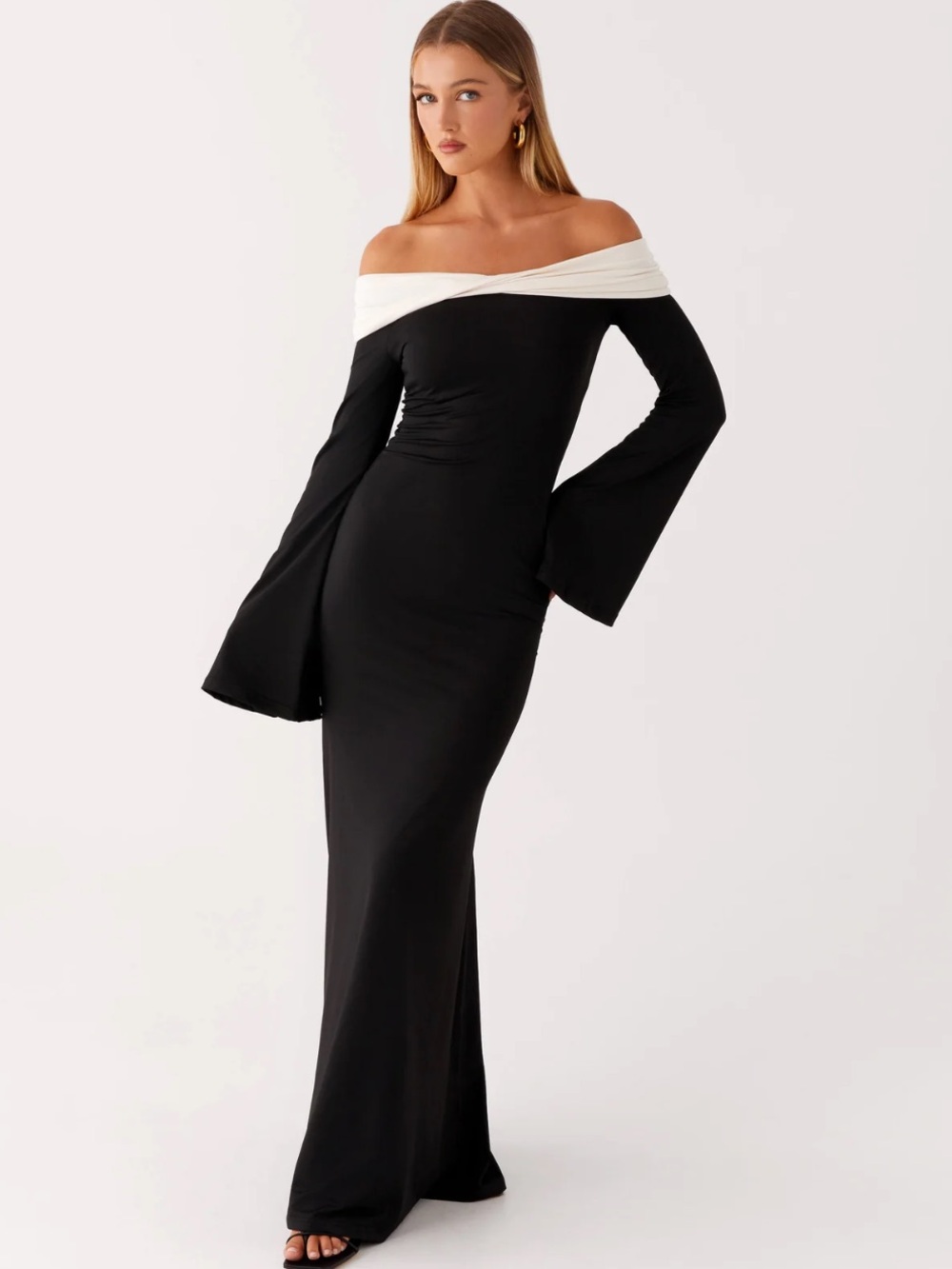Peppermayo Hits Different Long Sleeve Maxi Dress - Black